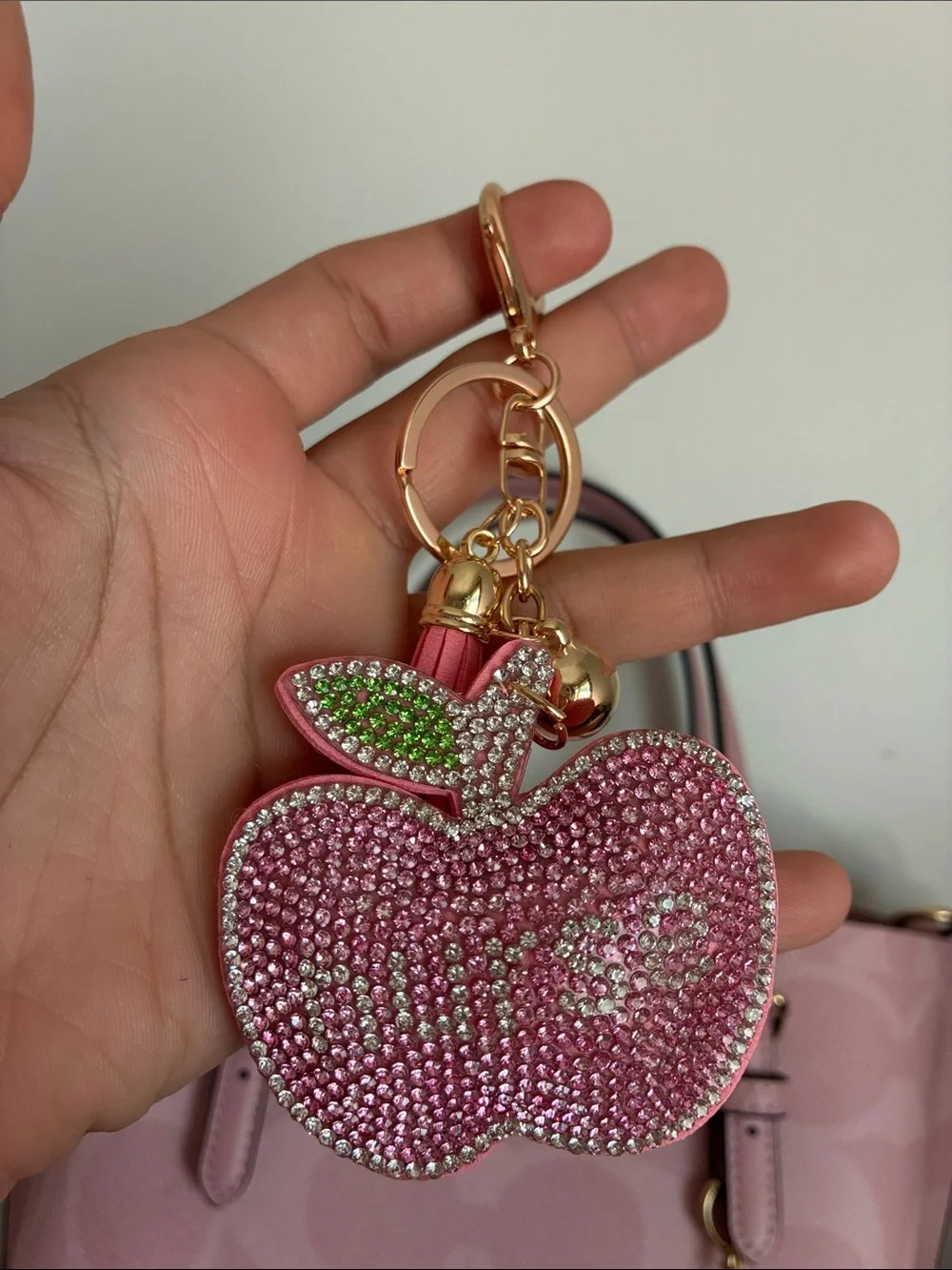 2/$20🎀 Pink Crystal Apple Keychain Charm